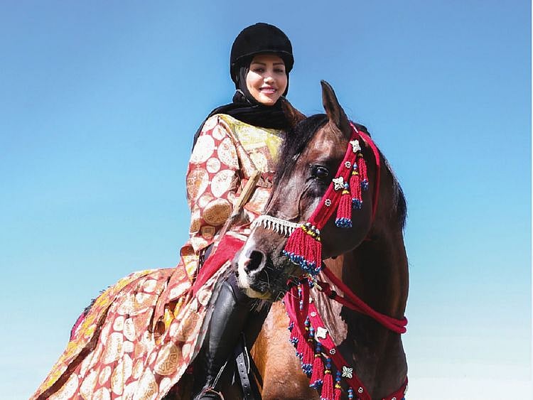 Amal Mohammad Al-Shihhi photographed for the Zay Initiative’s ‘Draped in Heritage’ exhibition at Expo 2020 Dubai. 