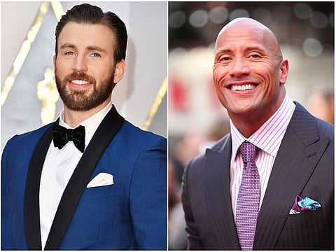 Chris Evans and Dwayne Johnson