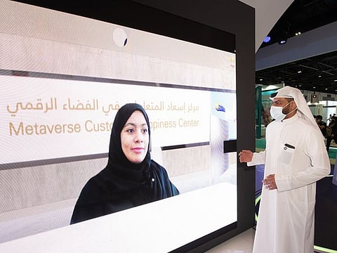 A demo of Metaverse at Ministry of Health and Prevention's pavilion at Arab Health 2022 in Dubai