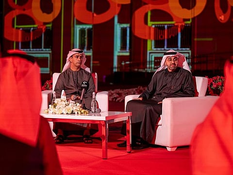 Khalid Jasim Al Midfa, Chairman of SCTDA, announcing details about the Sharjah Light Festival at a press conference on Wednesday.