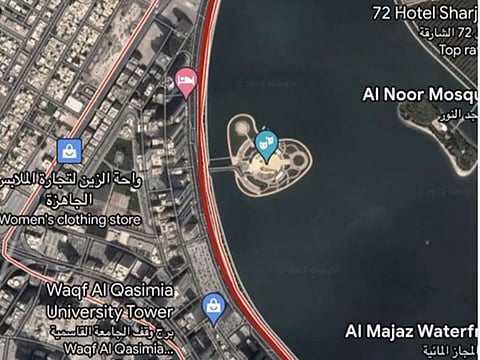 Map showing the routes for temporary closures in Sharjah.  