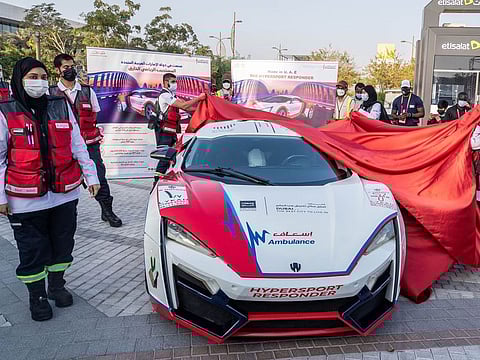The world’s fastest and most expensive ambulance responder launched at Expo 2020 Dubai on Friday. 