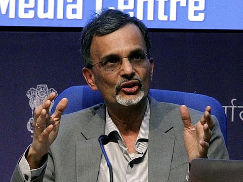 India's Chief Econimic Advisor V Ananth Nageshwaran addresses the media after Economic Survey 2022-23 tabled at Parliament during the Budget Session, in New Delhi 