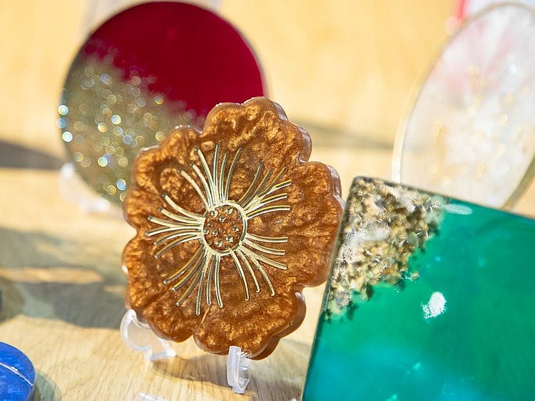 Resin coasters by Micah Furtado 