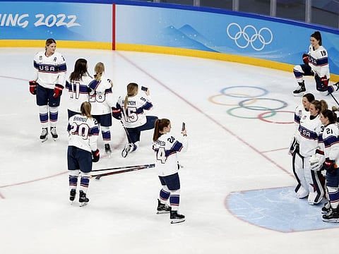 United States women's team during photo session at the Wukesong Sports Centre in Beijing.