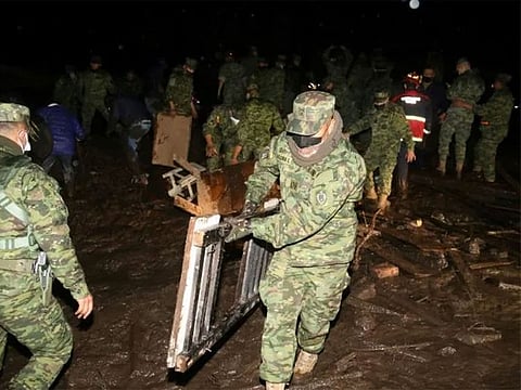  Dozens of soldiers were deployed to assist in search and rescue efforts of the police and fire brigades.