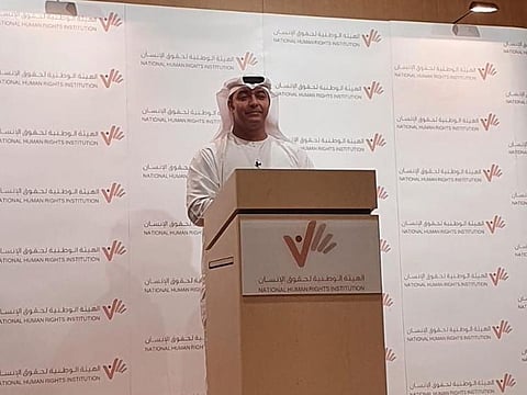Maqsoud Kruse, Chairperson of the National Human Rights Institution (NHRI) in the UAE, during a media briefing in Abu Dhabi on Thursday 