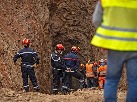Moroccan emergency services teams work on the rescue of five-year-old boy Rayan from a well shaft. Tragically, he didn't survive.