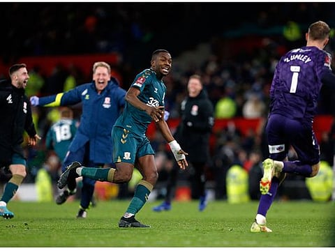 Cupset! Manchester United crashed out of the FA Cup last night as Championship side Middlesbrough came from behind at Old Trafford and then emerged victorious in a nail-biting 16-shot penalty shootout.