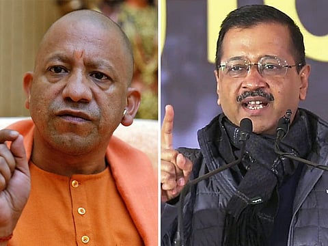 The war of words between Uttar Pradesh Chief Minister Yogi Adityanath (left) and his Delhi counterpart Arvind Kejriwal intensifies. 