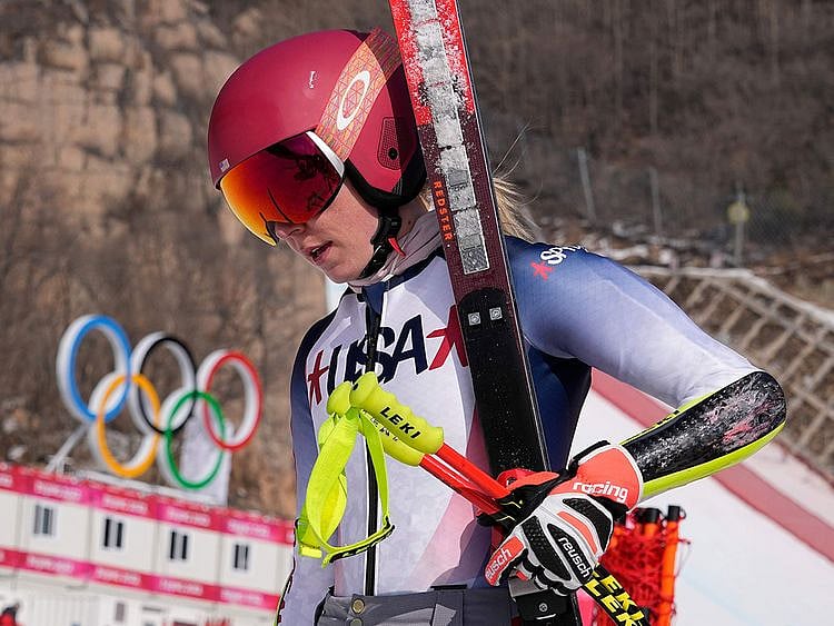 Mikaela Shiffrin after a training run at the 2022 Winter Olympics