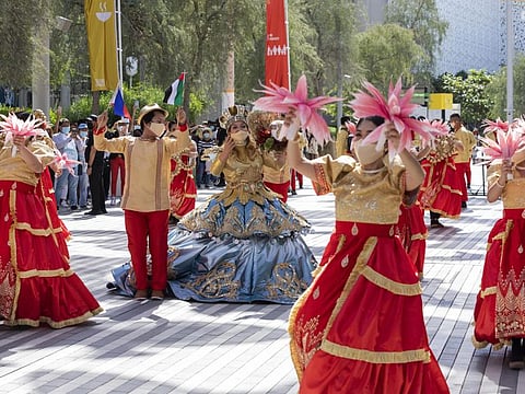 DUBAI, 11 February 2022. A Filipino Parade on Ghaf Avenue during the Philippines National Day, Expo 2020 Dubai. (Photo by Christopher Edralin/Expo 2020 Dubai)