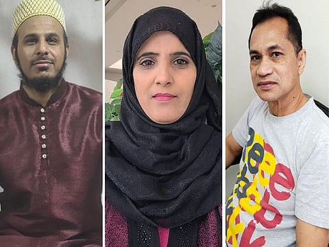 From left: Shabbir, Arifa and Merrick, the three latest winners in the Mahzooz lucky draw. They each won Dh100,000.  