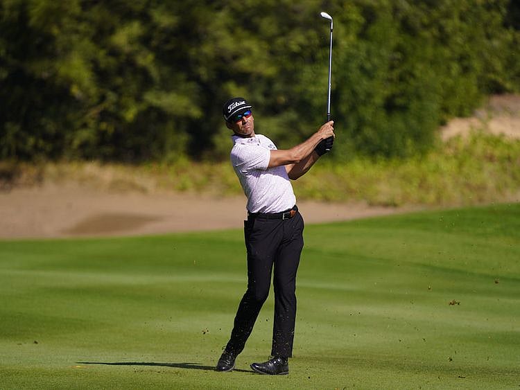 Rafa Cabrera Bello in action on Friday in the RAK Classic
