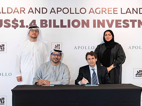 Aldar has an extensive land bank as well as a development pipeline. On the land side, Apollo will enter a JV with the company.