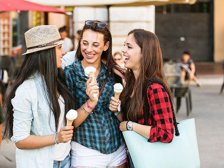 girls eating ice cream