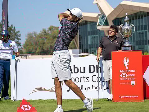 Emirati golfer Ahmad Skaik in action during first round of Presidents Cup golf on Saturday.