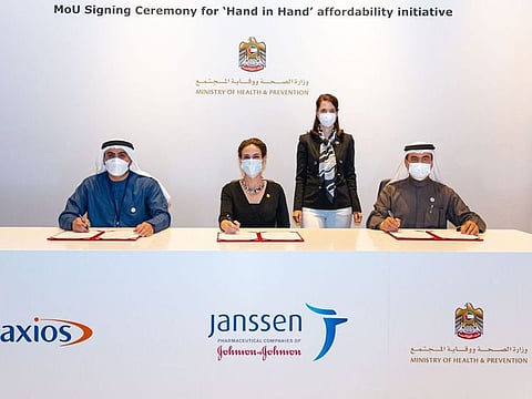 Ministry of Health and Prevention, Janssen Pharmaceutical Companies of Johnson & Johnson, and Axios signed the MoU at US Pavilion at Expo 2020 Dubai 
