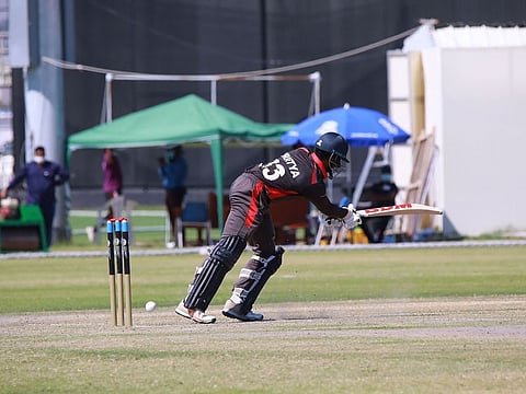 Vriitya Aravind scored a blistering 52-ball 84 not out for UAE against Bahrain.