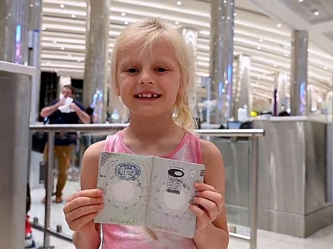 Passengers arriving at Dubai International Airports get special Museum of the Future stamps on their passports on Tuesday.