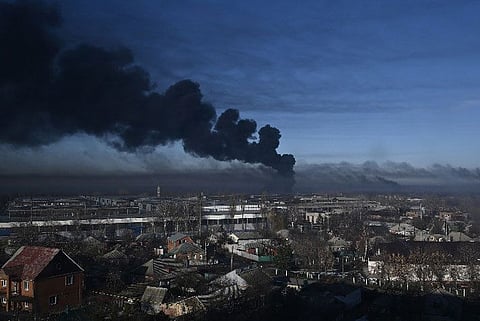  Smoke billows out over Ukraine as Russian forces launches devastating strike on airport 