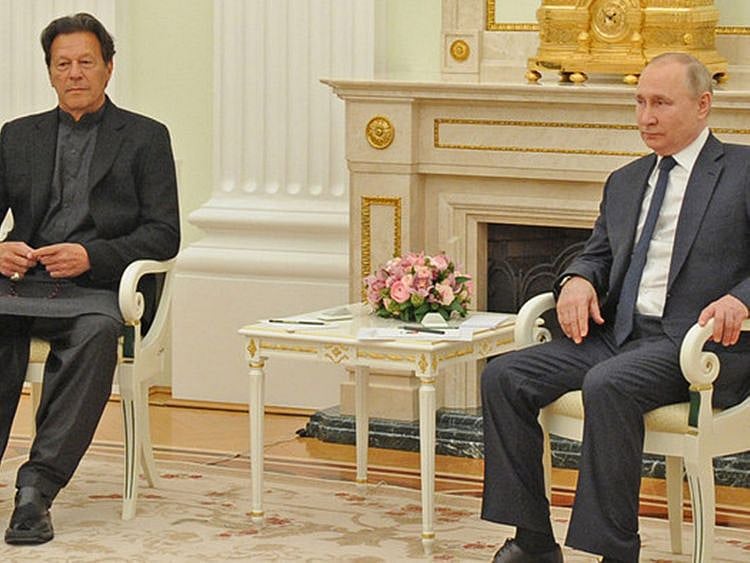 Putin and Imran Khan during their meeting on Thursday.