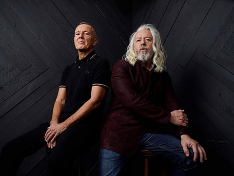 Curt Smith, left, and Roland Orzabal of the band Tears For Fears pose for a portrait, Wednesday, January 19, 2022, in Los Angeles.