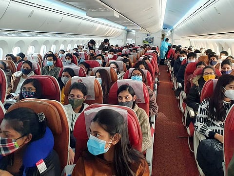 The first flight to Mumbai with 219 Indians that landed on Saturday.  