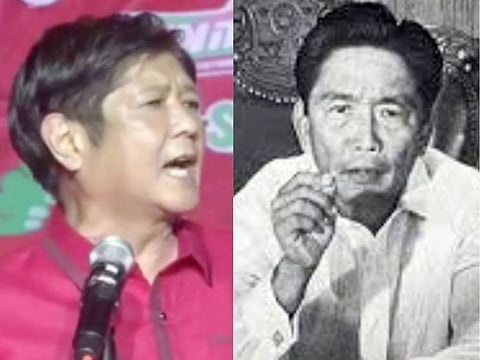 CHIP OFF THE OLD BLOCK: Former Senator Ferdinand Marcos Jr. (left) and his father, Ferdinand Sr. Based on most polls taken from October 2021 to February 2022, Marcos Jr. leads by a wide margin in the 10-way race for Philippine president in the upcoming May 9, 2022 general elections. 