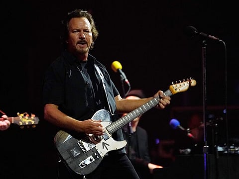 Eddie Vedder performs during his concert, Friday, February 25, 2022, at the YouTube Theater in Inglewood, Calif.