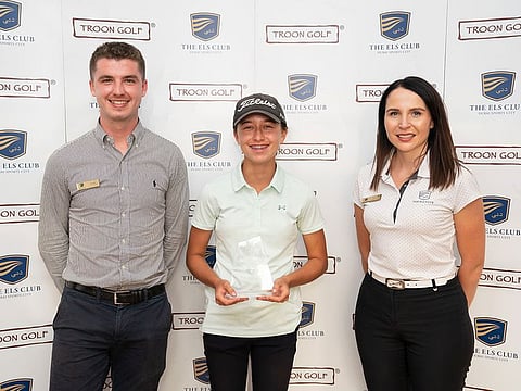 Ladies Open Champion Lara El Chaib with Els Club's Conor Rogers and Agnieszka Wesolowska