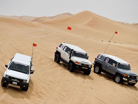 Marshals at Gulf News OverNighter Fun Drive 2022 at Tilal Swaihan. 