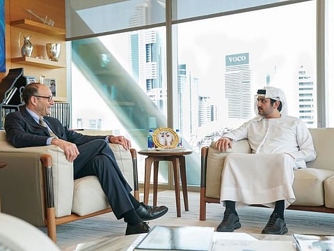 Sheikh Maktoum with Kenneth M. Jacobs, the chairman and CEO of Lazard.