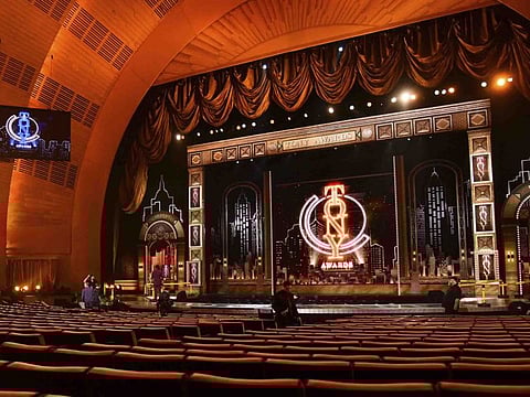A view of the stage appears prior to the start of the 73rd annual Tony Awards at Radio City Music Hall in New York on June 9, 2019.