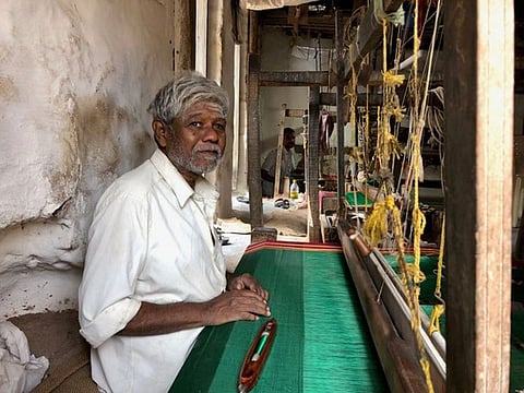  Vishwanath, Ilkal’s grand old weaver, has been weaving sarees for 65 years and still puts out a saree a day.