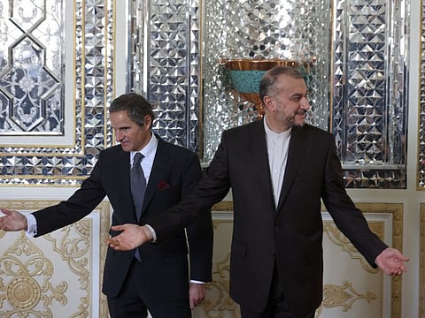 International Atomic Energy Agency (IAEA) Director General Rafael Mariano Grossi meets with Iran's Foreign Minister Hossein Amir-Abdollahian in Tehran, Iran, March 5, 2022. 