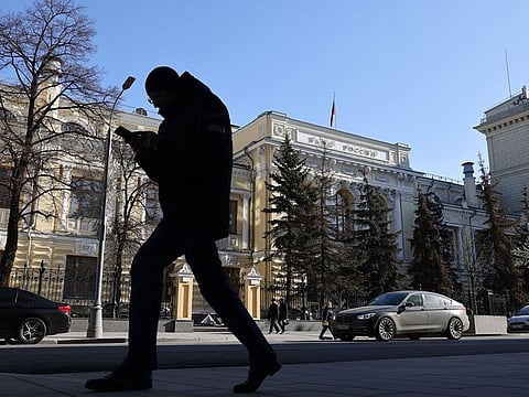 The headquarters of Bank Rossii, Russia's central bank, in Moscow. More emergency central bank measures are likely this week as the country faces the possibility of a sovereign default.