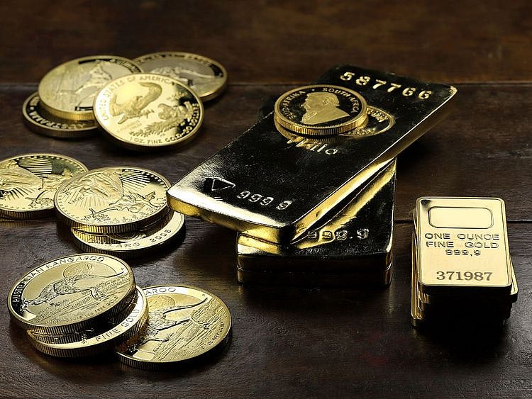 Gold coins, gold bars