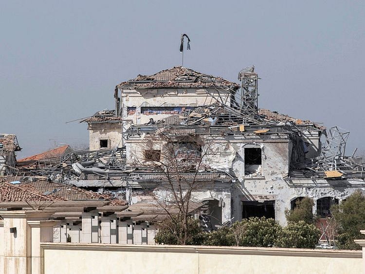 One of the buildings damaged during the strikes.