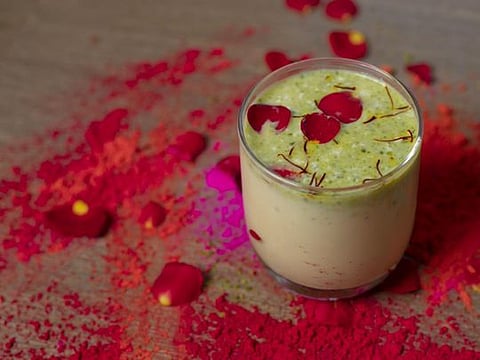Thandai: A cold and spiced milk drink that represents Holi 