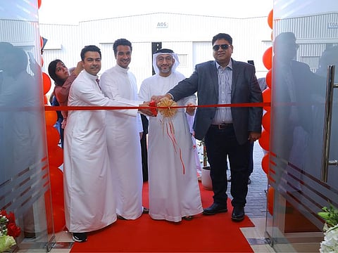 Kaleemullah Khan, Ubaid Memoni, and Ahmed Memoni, partners of Wonder Bakery, with Saud Abu Al Shawareb, Managing Director of Dubai Industrial City, at the inauguration of the new facility