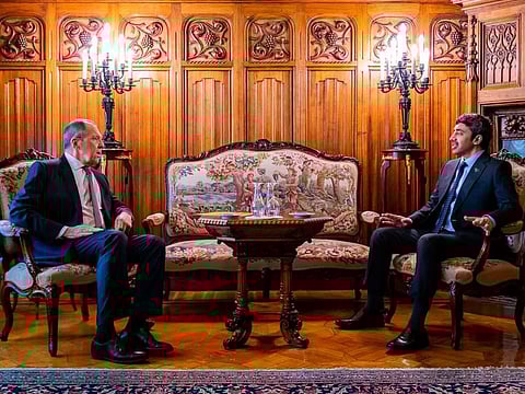 Sheikh Abdullah bin Zayed Al Nahyan, Minister of Foreign Affairs and International Cooperation [R], met on Thursday with Sergey Lavrov, Minister of Foreign Affairs of the Russian Federation [L]