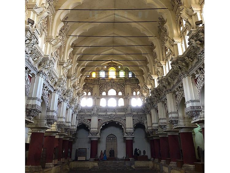Madurai’s Thirumalai Nayak Palace is a fine blend of Dravidian, Islamic and European styles of architecture.