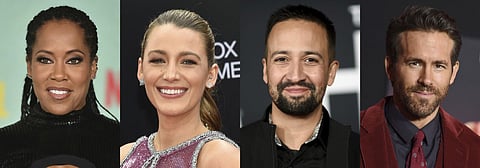 This combination of photos shows Regina King, Blake Lively, Lin-Manuel Miranda and Ryan Reynolds who will serve as co-chairs of the Met Gala.
