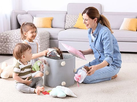 Clean up with the kids doesn't have to be boring. 