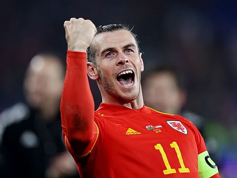 Wales' Gareth Bale celebrates after the match.