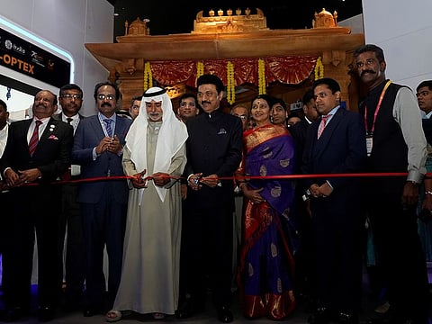 Sheikh Nahyan bin Mubarak Al Nahyan and M.K. Stalin inaugurate the state floor at India Pavilion at Expo