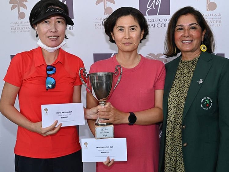  Ladies Nations Cup winners Won-jeong Lee and Hyun Kyung Bae of South Korea