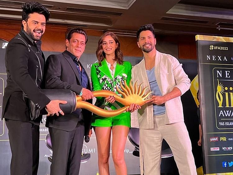 Maniesh Paul, Salman Khan, Ananya Panday, and Varun Dhawan kicks off IIFA press conference in Mumbai