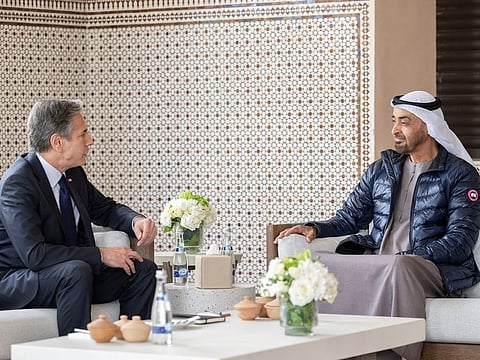 Sheikh Mohamed Bin Zayed with US Secretary of State Blinken.